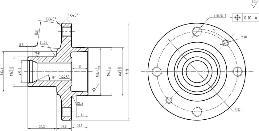 Чертеж ступицы Рено Логан