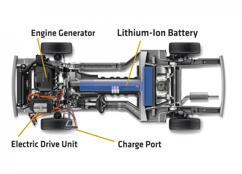 Схема трансмиссии электромобиля Тесла