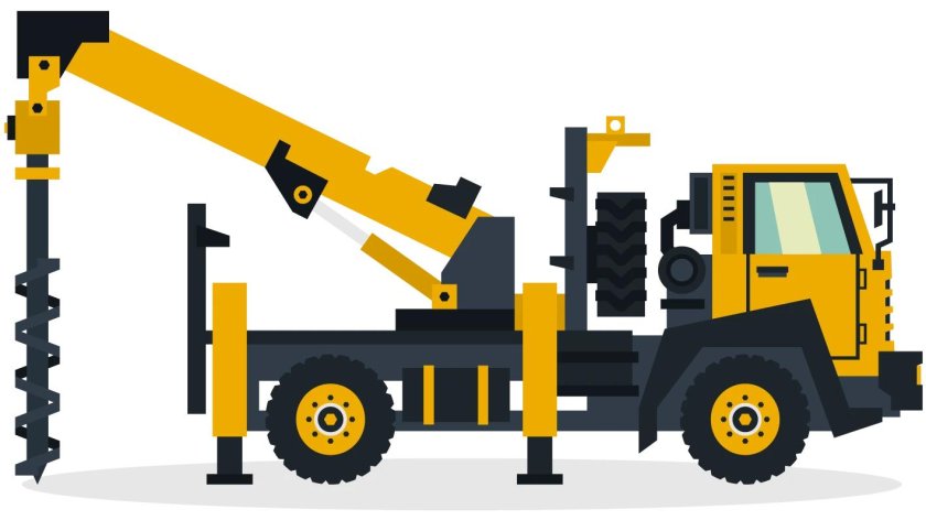 Буровая машина на белом фоне