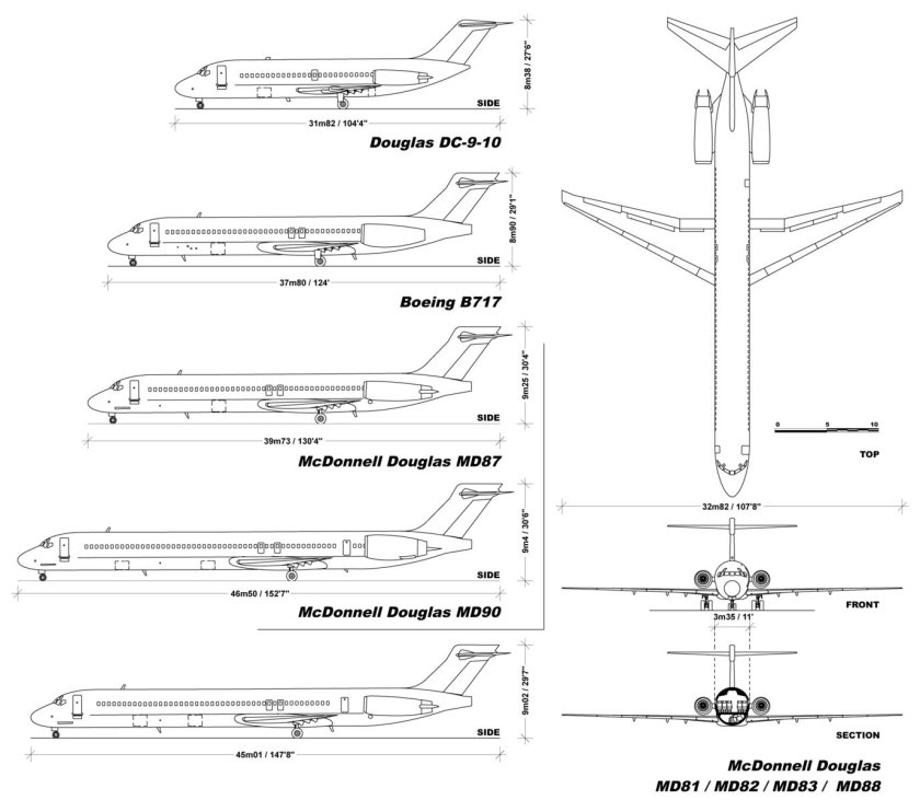 Чертёж самолёт DC-9