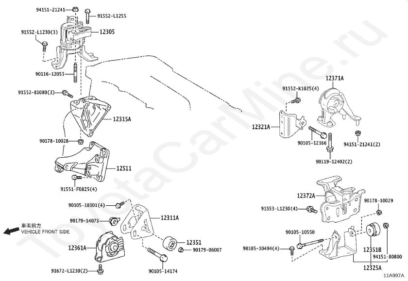 Опора двигателя передняя правая Тойота