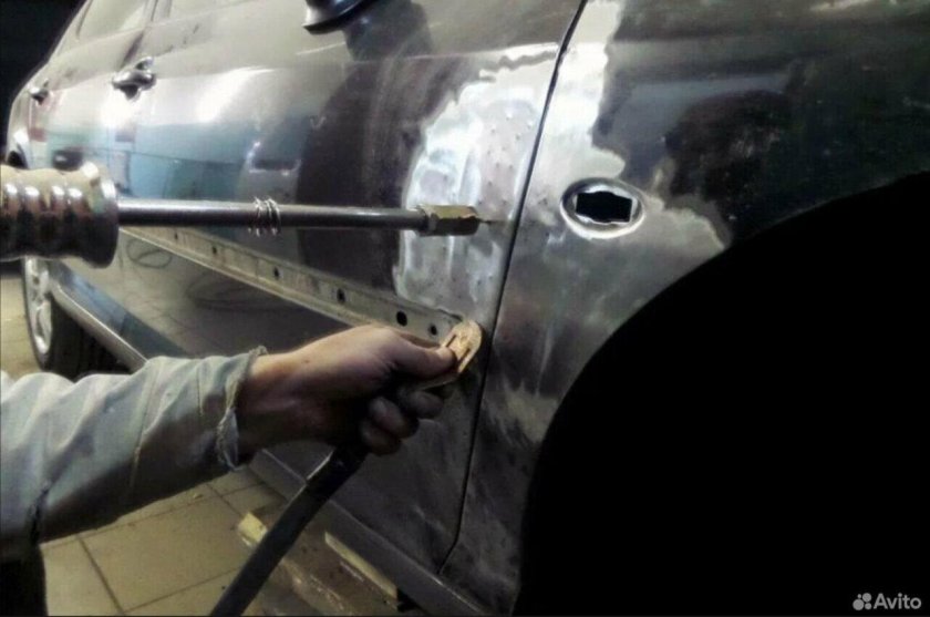 Рихтовка двери споттером