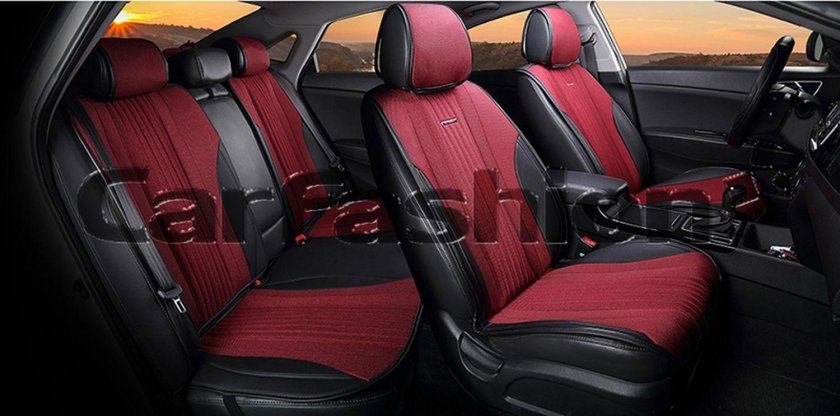 Накидка на сиденье CARFASHION Grand твид/экокожа передняя черно-бежевая 2 шт.