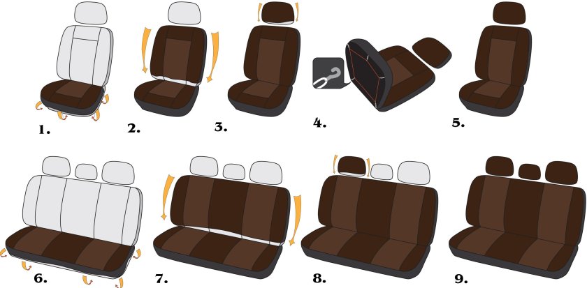 Крепление чехлов на сиденья