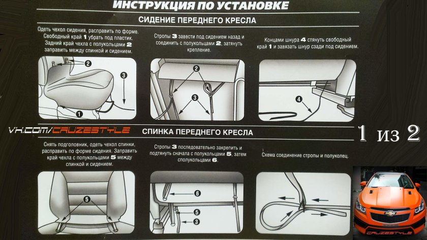 Схема установки чехлов Автопилот