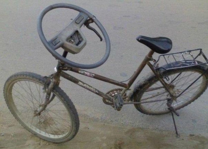 Велик с рулем от машины