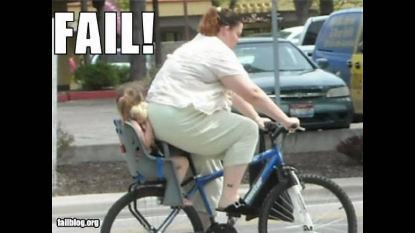 Толстый на велосипеде