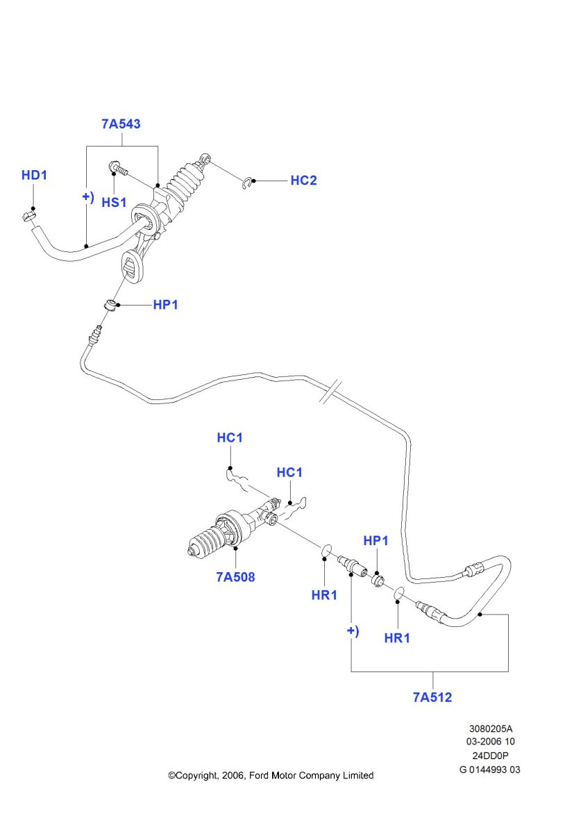 Трубка сцепления Форд Транзит на схеме