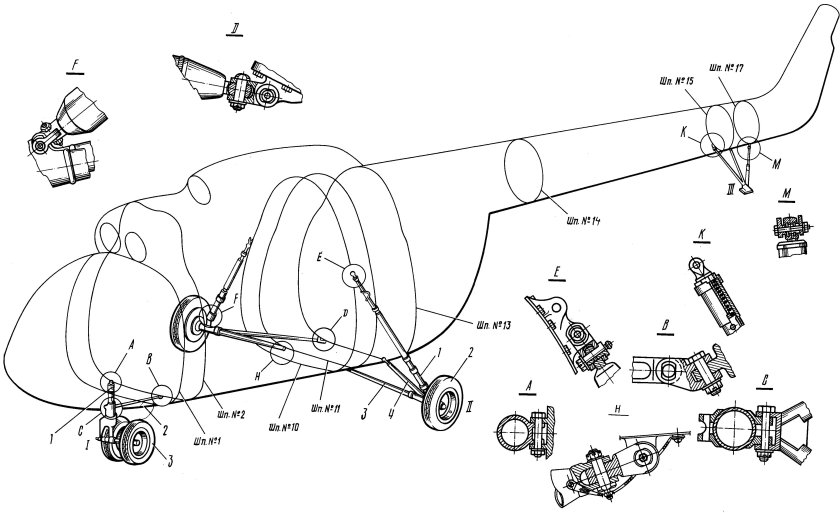 Основная стойка шасси ми-8