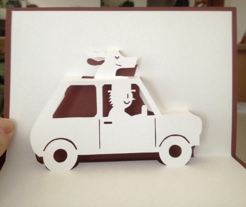 Объемная открытка машинка