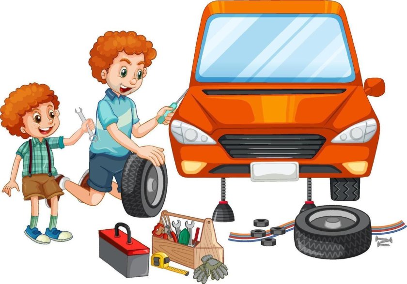 Папа чинит машину