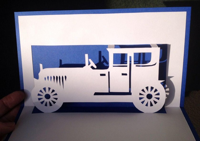 Объемная открытка машинка