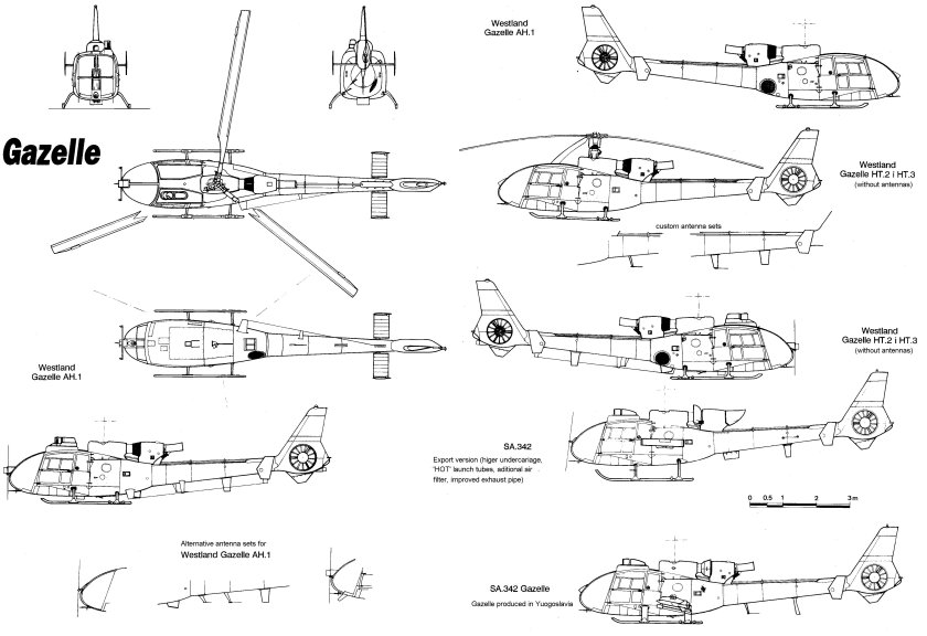 Sa 342 Gazelle чертеж