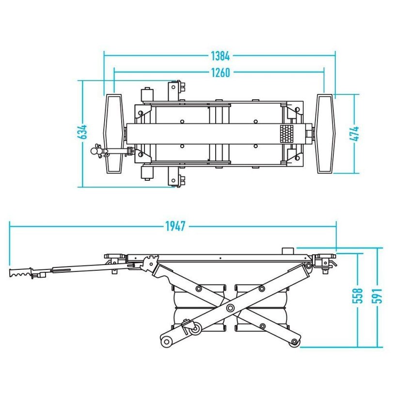 Ножничный пневматический подъемник, г/п 2,5 тонны NORDBERG n636-2,5