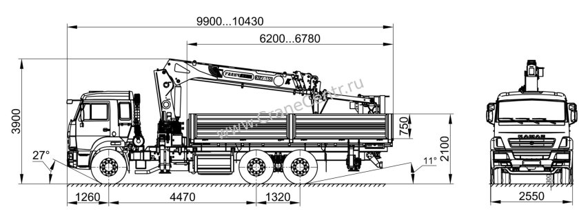 Габариты КАМАЗ 65115 манипулятор