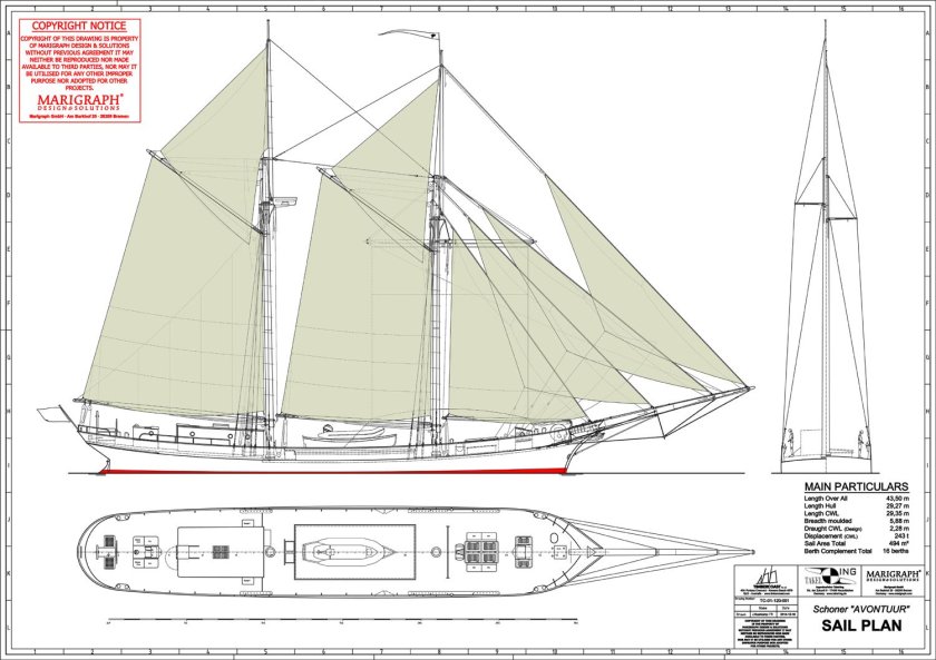 Шхуна Испаньола чертеж
