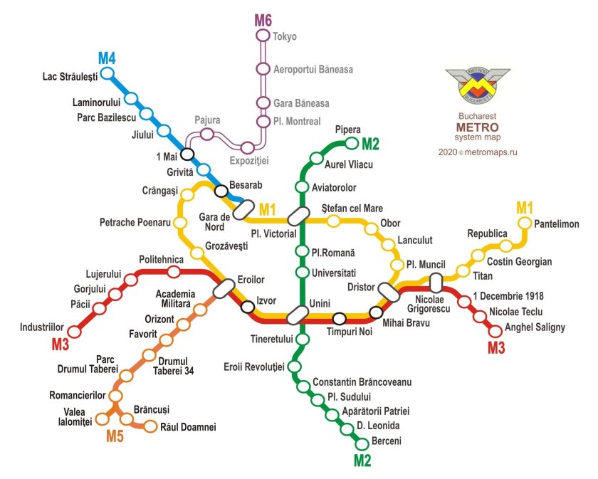 Метро Бухареста схема