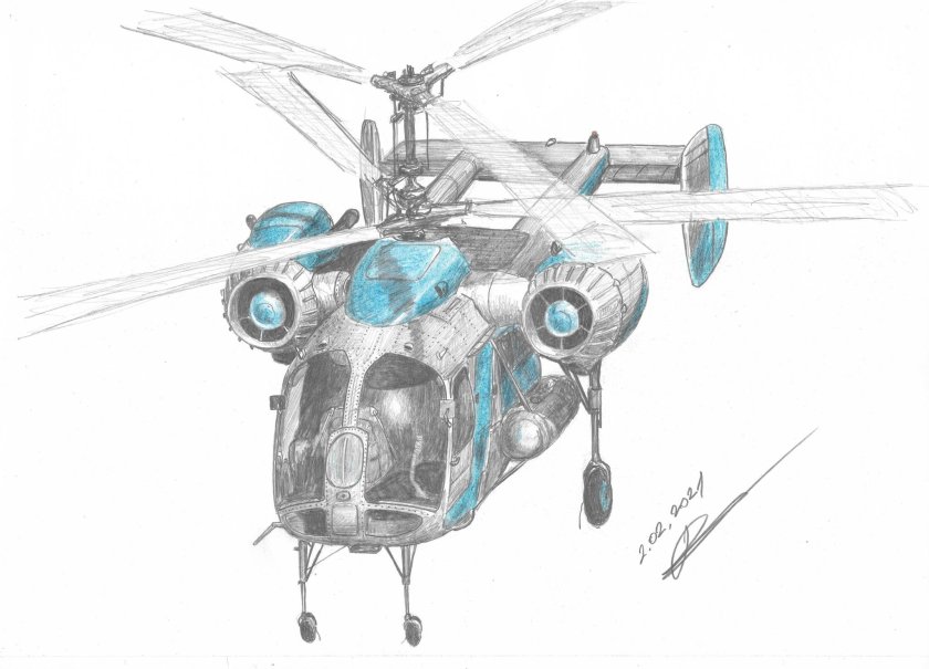 Вертолет карандашом