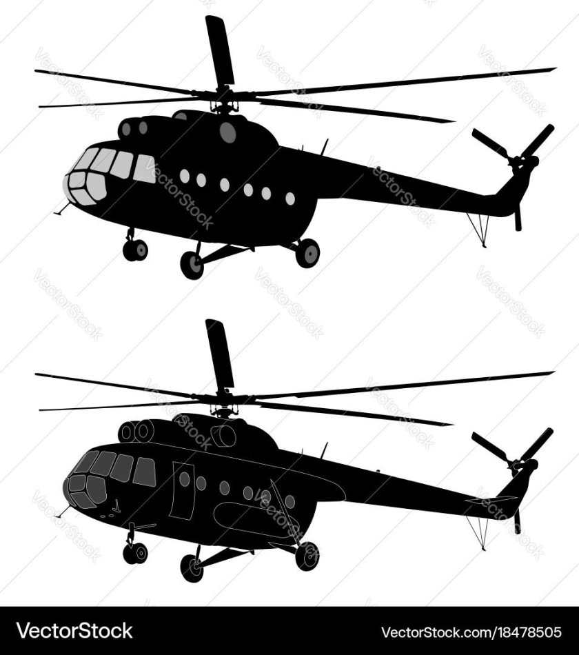 Силуэт вертолета ми-8