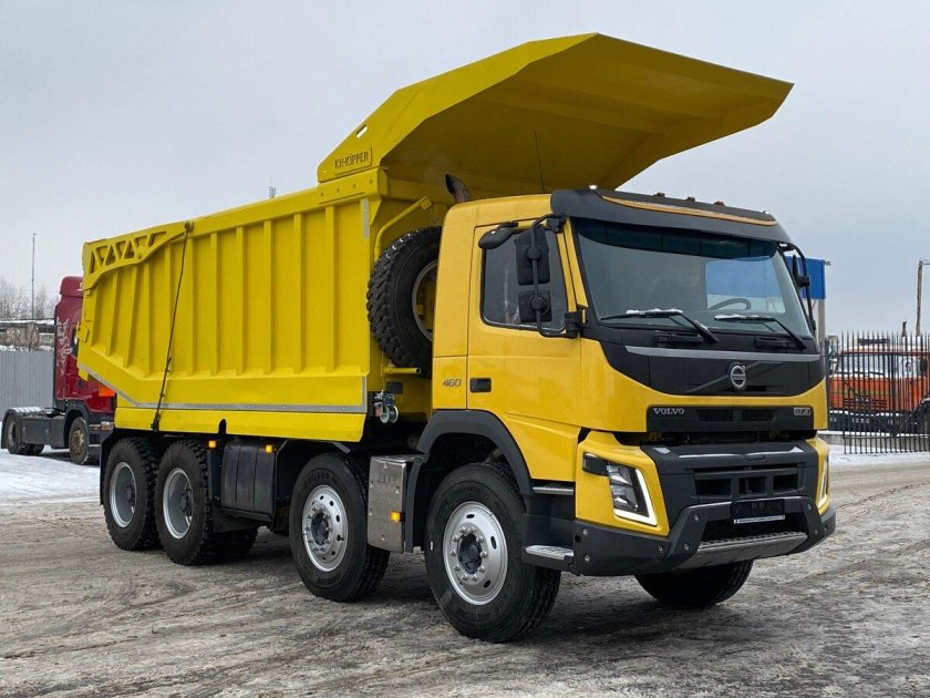 Картинка желтой самосвал кран Вольво