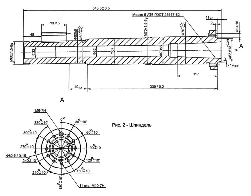 Шпиндель 16к20 чертеж