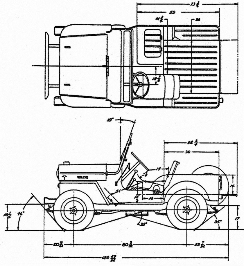 Jeep Willys чертежи