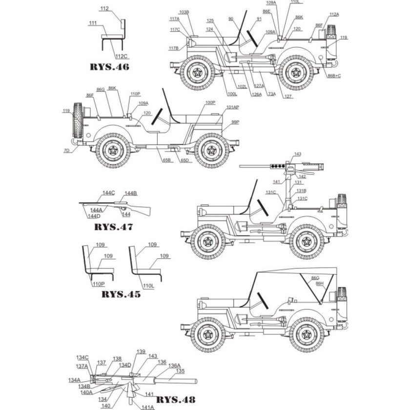Mini Jeep Willys чертежи