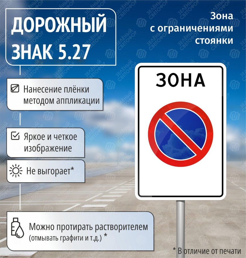 Дорожный знак 5 27 зона с ограничением стоянки