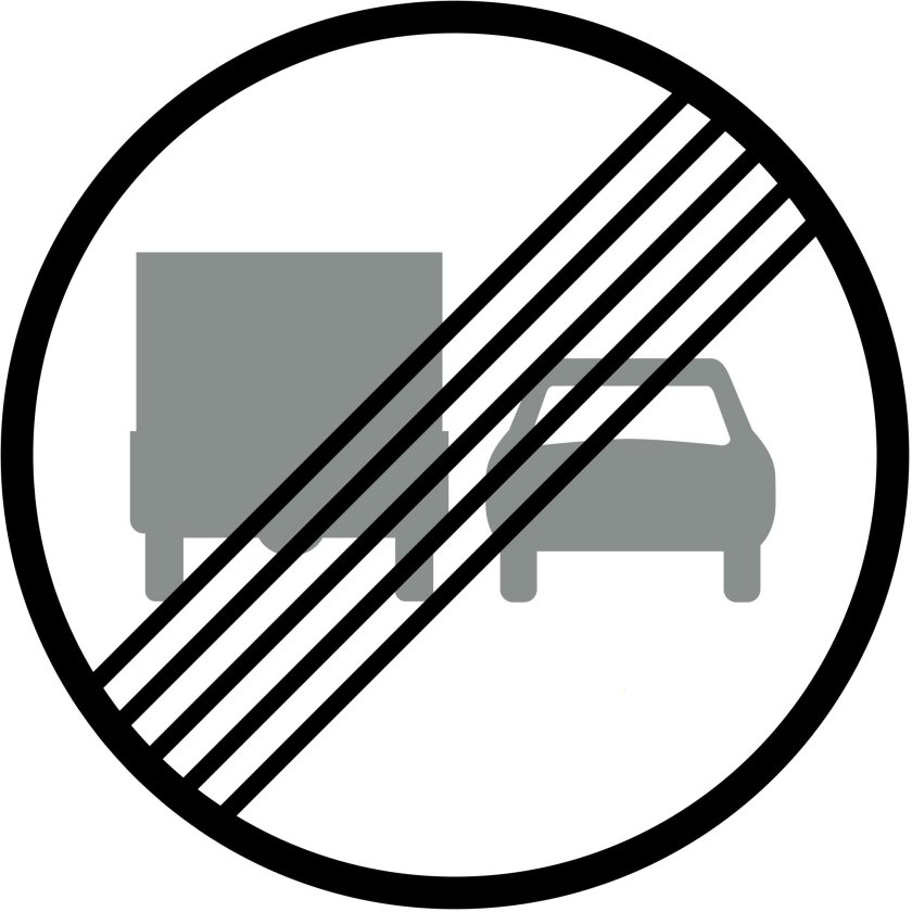 Знак конец зоны запрещения обгона