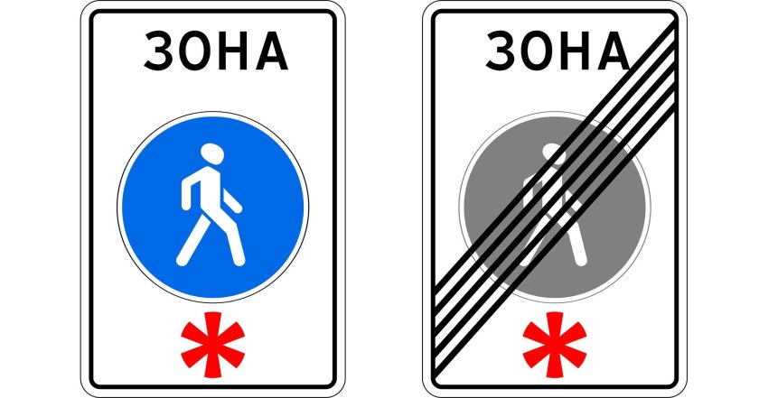 Дорожный знак пешеходная зона 5.33