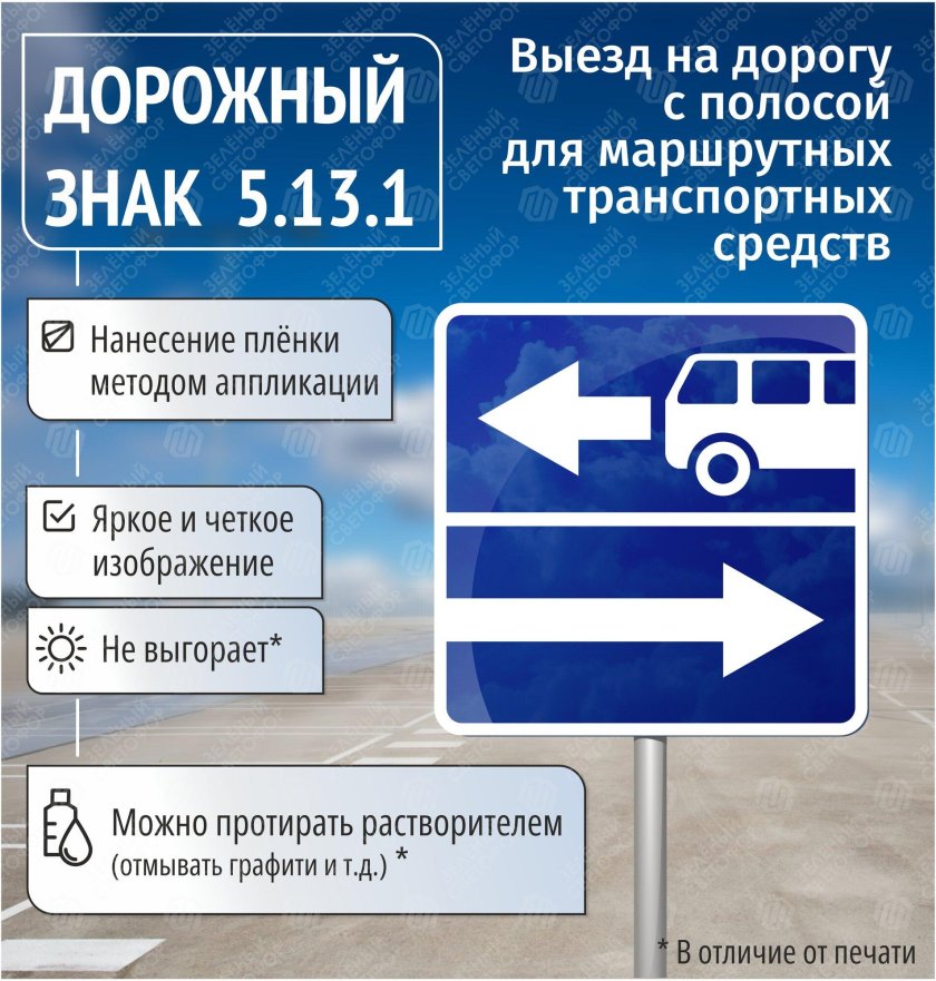 5.13.1 выезд на дорогу с полосой для маршрутных транспортных средств
