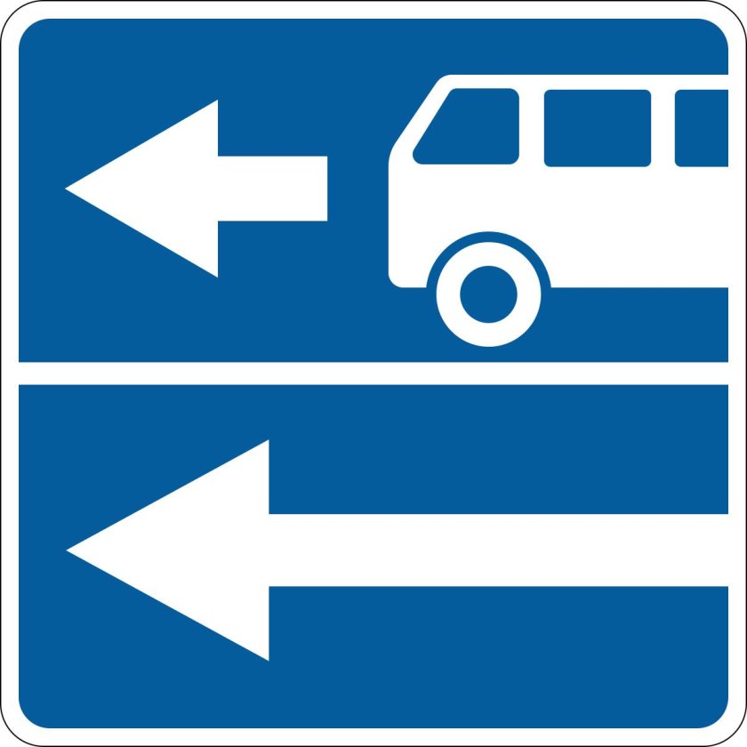 Знак дорога с полосой для маршрутных транспортных средств