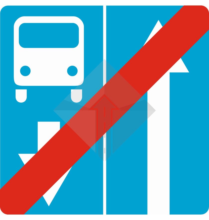 Конец дороги с полосой для маршрутных транспортных средств 5.12.1