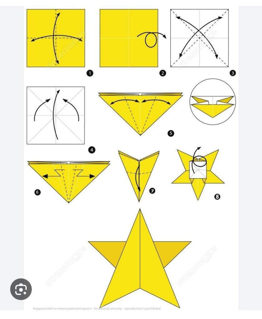 Оригами звезда схема четырёхконечная