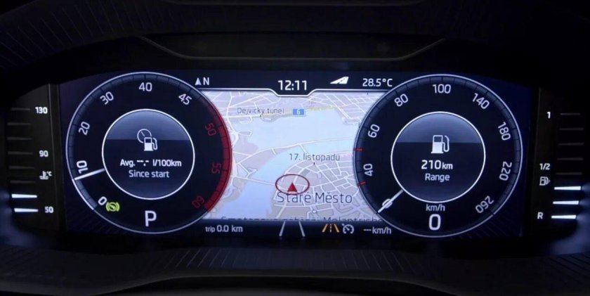 Цифровая панель приборов Шкода Суперб 2