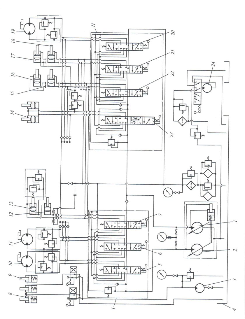 Гидравлическая схема экскаватора ЭО-4121