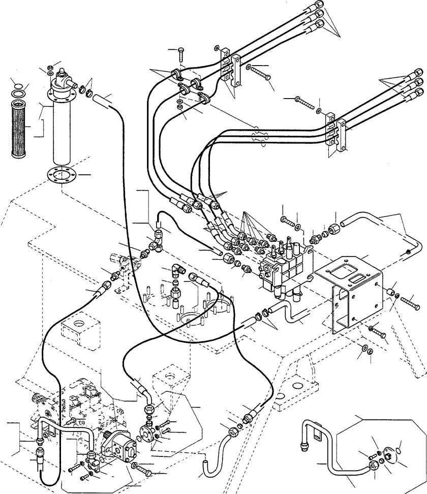 Система гидравлических шлангов на Komatsu 300