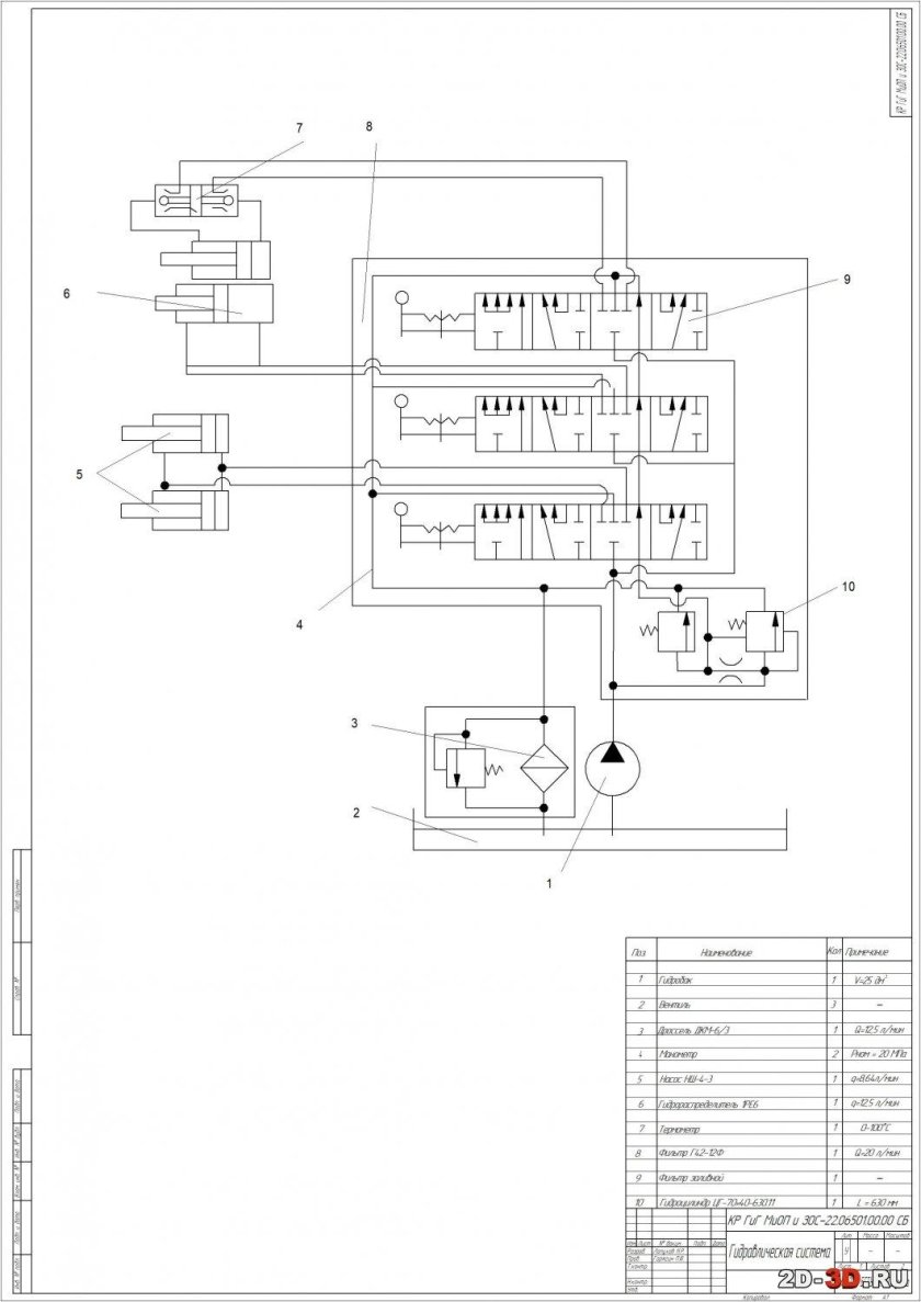 Гидросхема экскаватора ЭО 2101