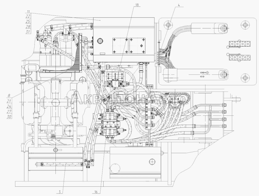 Схема гидравлики экскаватора ТВЭКС ек12