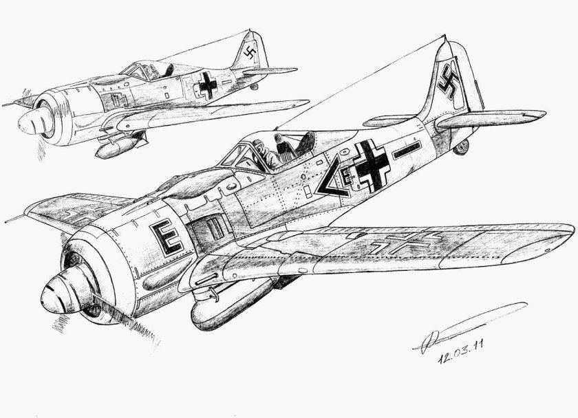 Самолет Фокке Вульф 190 чертежи