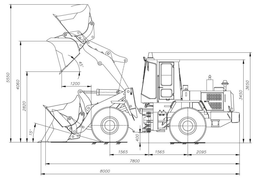 Погрузчик Амкодор 352 габариты