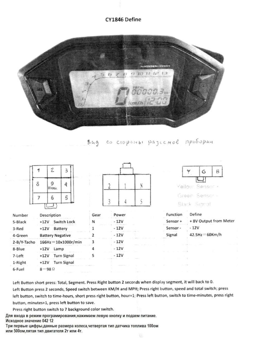 Схемвэа подключения китайской приборнойпанели