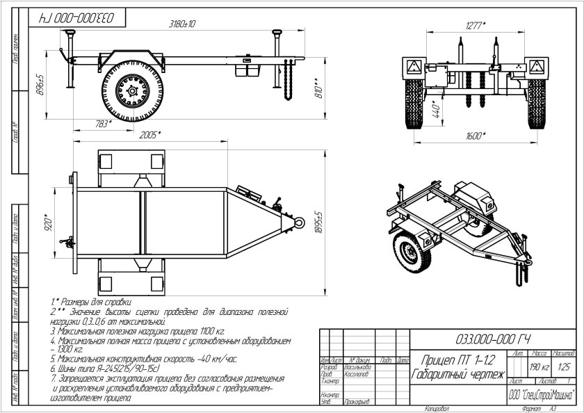 Полуприцеп тракторный пт 1-1,2 ССМ
