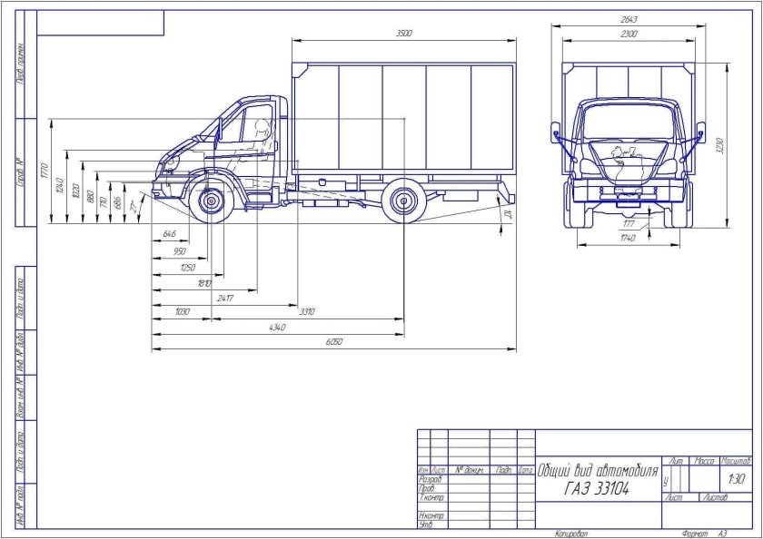 Габариты ГАЗ 33104 Валдай