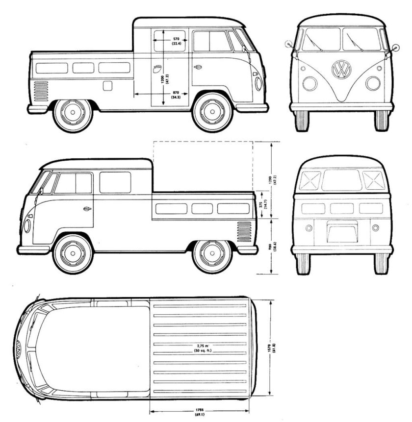 Volkswagen Transporter t1 чертеж