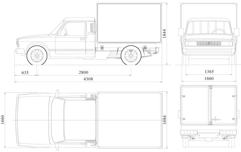ВИС-2347 фургон чертеж