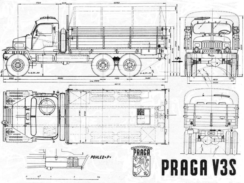 Чертеж грузовика Прага v3s