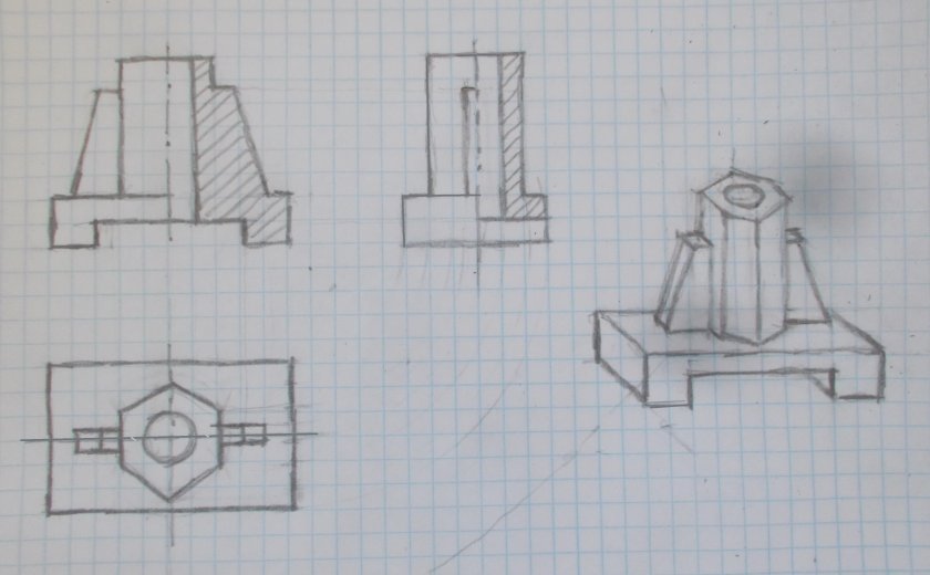 Ползун Инженерная Графика чертеж 3