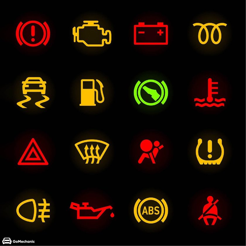 Car dashboard warning lights