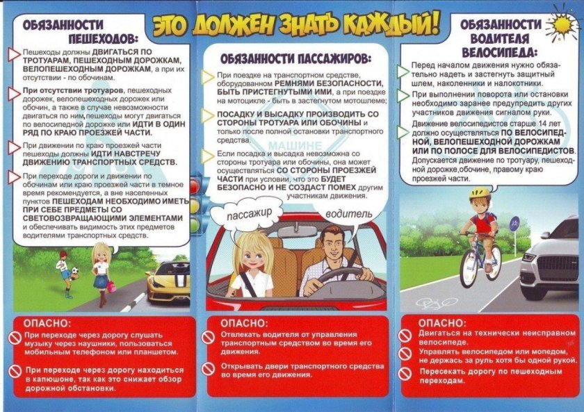 Памятка по ПДД